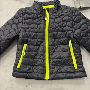 Cat & Jack Charcoal and Neon Yellow Puffer Jacket